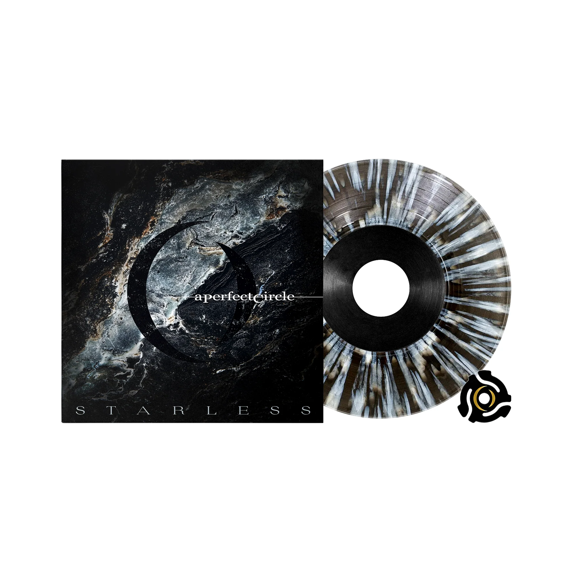A PERFECT CIRCLE ‘STARLESS’ 7" (Exclusive – Limited to 1000, Transparent Black Ice w/ White Splatter & B-Side Etching Vinyl) + EXCLUSIVE "STATIC" T-SHIRT & SLIPMAT - Image 2