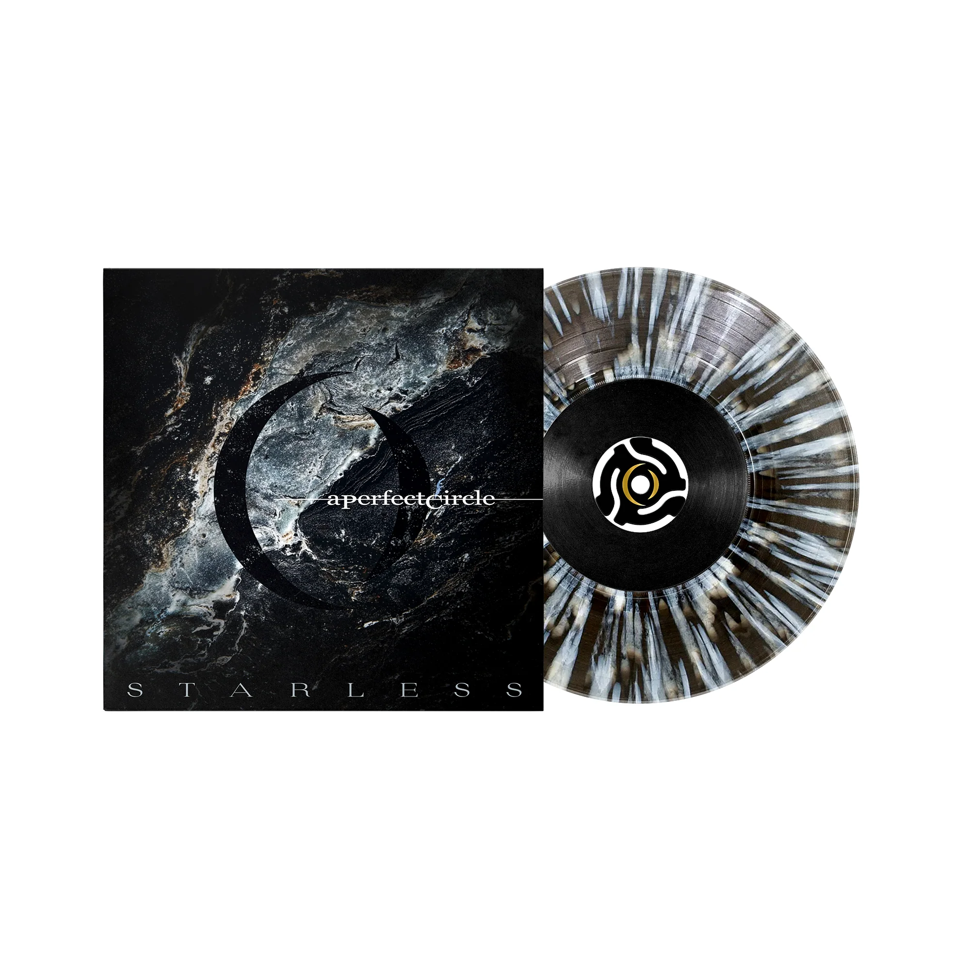 A PERFECT CIRCLE ‘STARLESS’ 7" (Exclusive – Limited to 1000, Transparent Black Ice w/ White Splatter & B-Side Etching Vinyl) + EXCLUSIVE "STATIC" T-SHIRT & SLIPMAT - Image 3