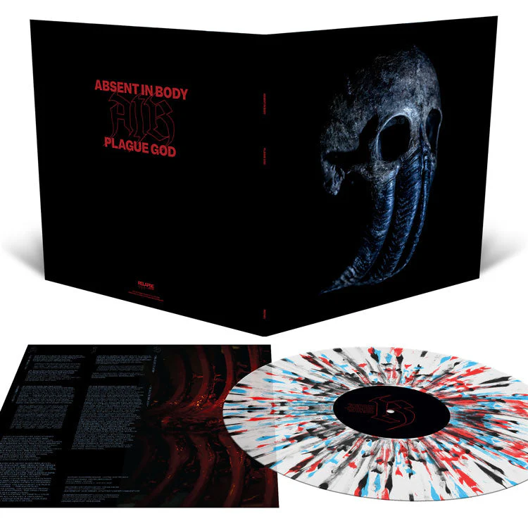 ABSENT IN BODY 'PLAGUE GOD' LP - EXCLUSIVE - LTD. 500 - MILKY CLEAR/CYAN BLUE/BLOOD RED SPLATTER - Image 2