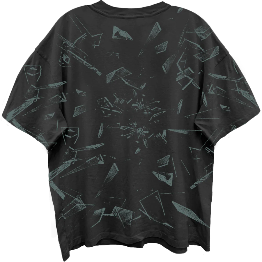 AC/DC BACK IN BLACK SHATTERED GLASS ALL OVER PRINT VINTAGE BLACK T-SHIRT/GIANT VINTAGE - Image 2