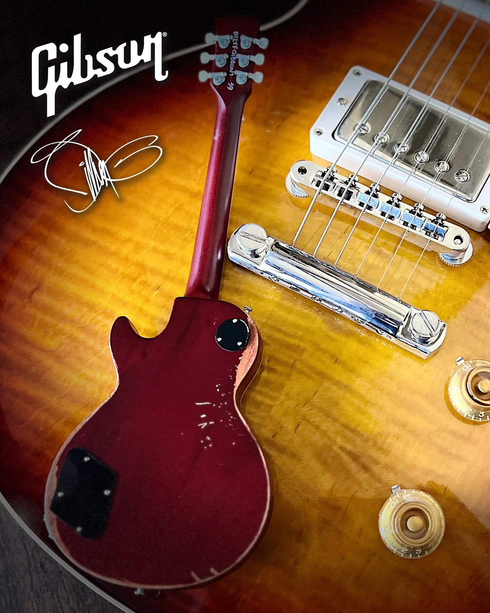 BILLY F GIBBONS AGED "PEARLY GATES" GIBSON LES PAUL MINI GUITAR MODEL - Image 5