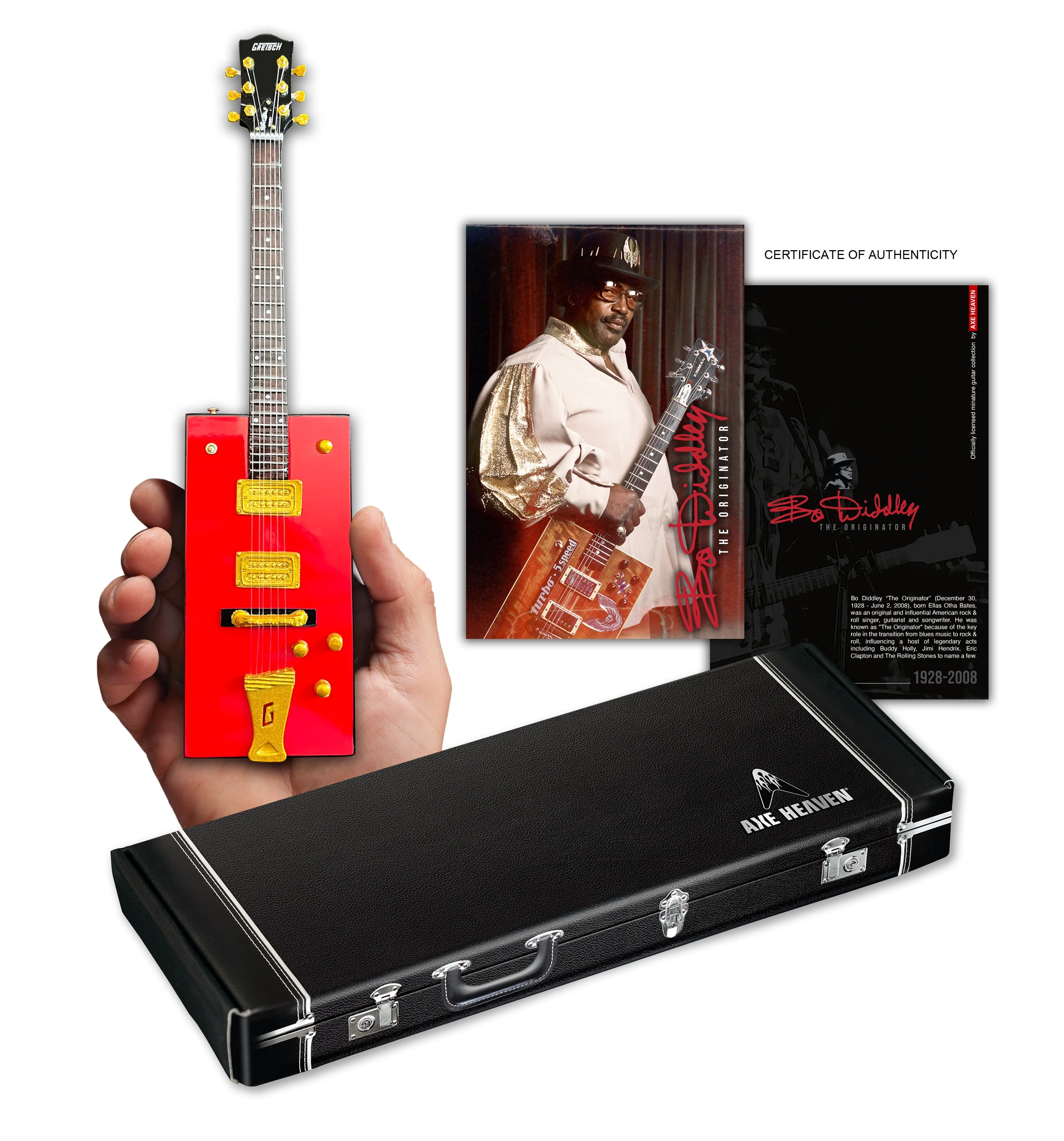 BO DIDDLEY SIGNATURE FIREBIRD RED GRETSCH G6138 BOX MINI GUITAR MODEL - Image 2