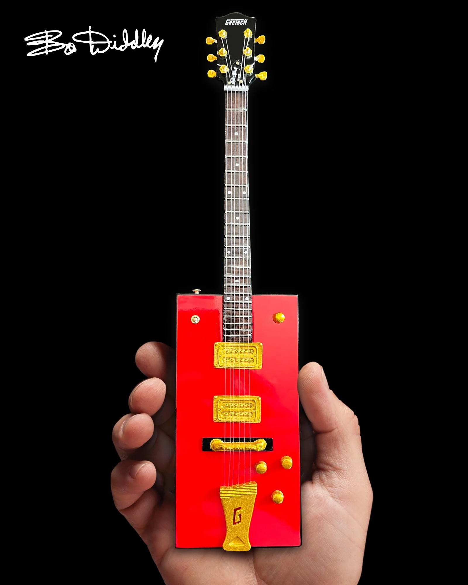 BO DIDDLEY SIGNATURE FIREBIRD RED GRETSCH G6138 BOX MINI GUITAR MODEL - Image 3