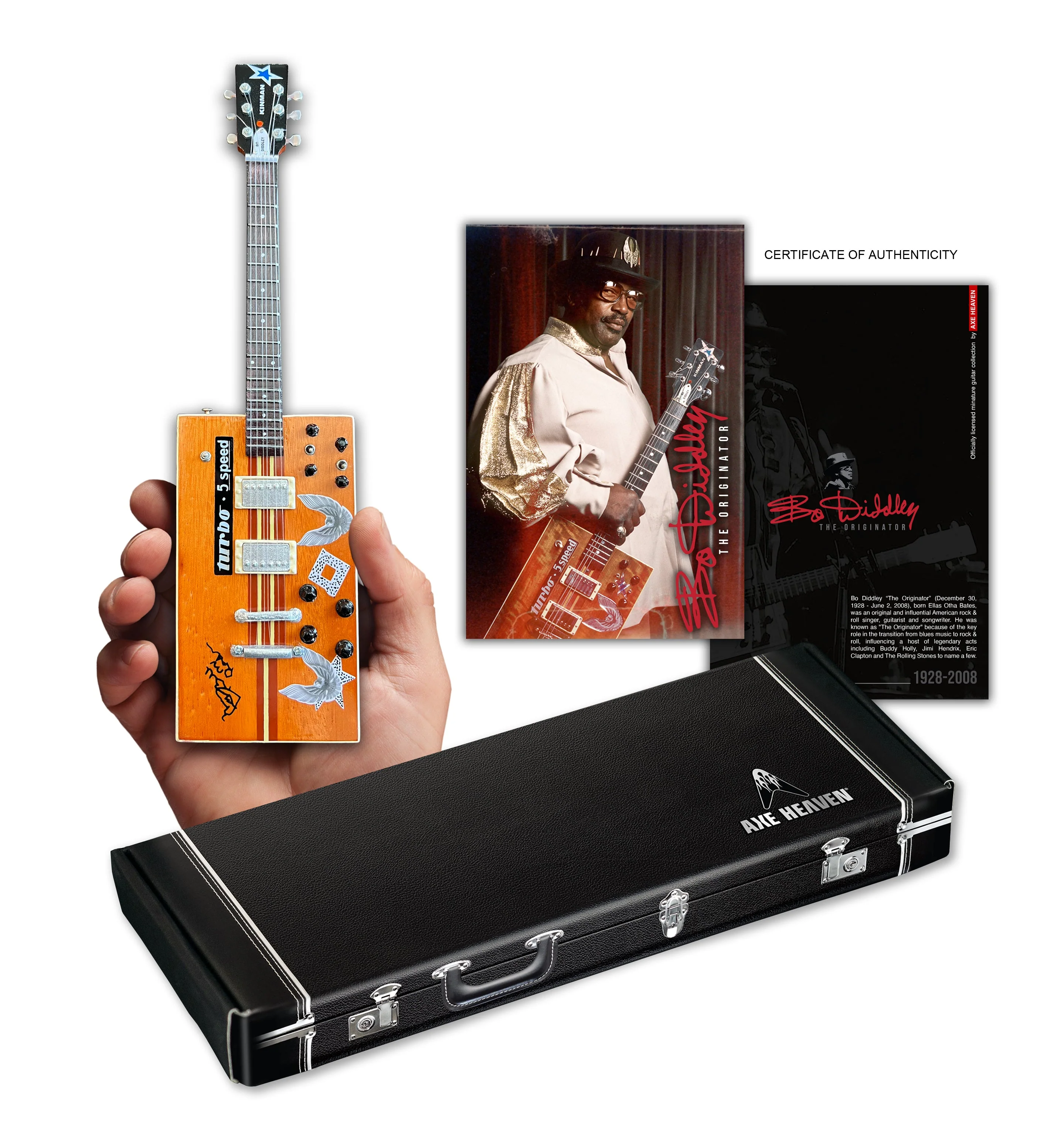 BO DIDDLEY SIGNATURE'TWANG MACHINE' TURBO 5-SPEED KINMAN CUSTOM MINI GUITAR MODEL