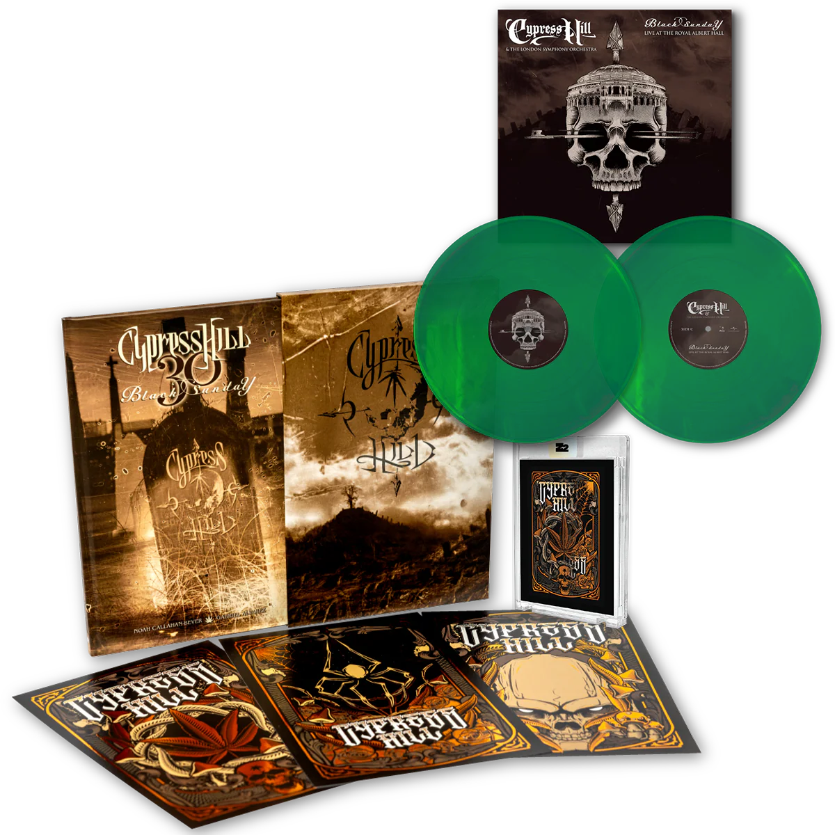 CYPRESS HILL: BLACK SUNDAY GRAPHIC NOVEL - SIGNED PLATINUM EDITION + 'CYPRESS HILL' LP & 'THE LONDON SYMPHONY ORCHESTRA: LIVE AT ROYAL ALBERT HALL' LP - LTD. - TRANSLUCENT GREEN