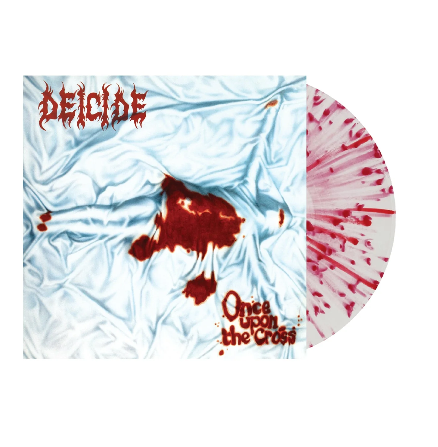 DEICIDE 'ONCE UPON THE CROSS' LP - REMASTERED - MILKY CLEAR/BLOOD SPLATTER