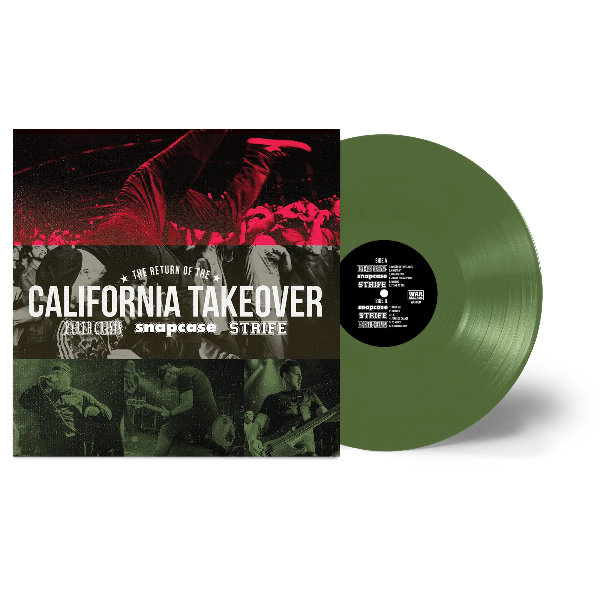 EARTH CRISIS, SNAPCASE, STRIFE 'THE RETURN OF THE CALIFORNIA TAKEOVER' LP - LTD. OLIVE GREEN