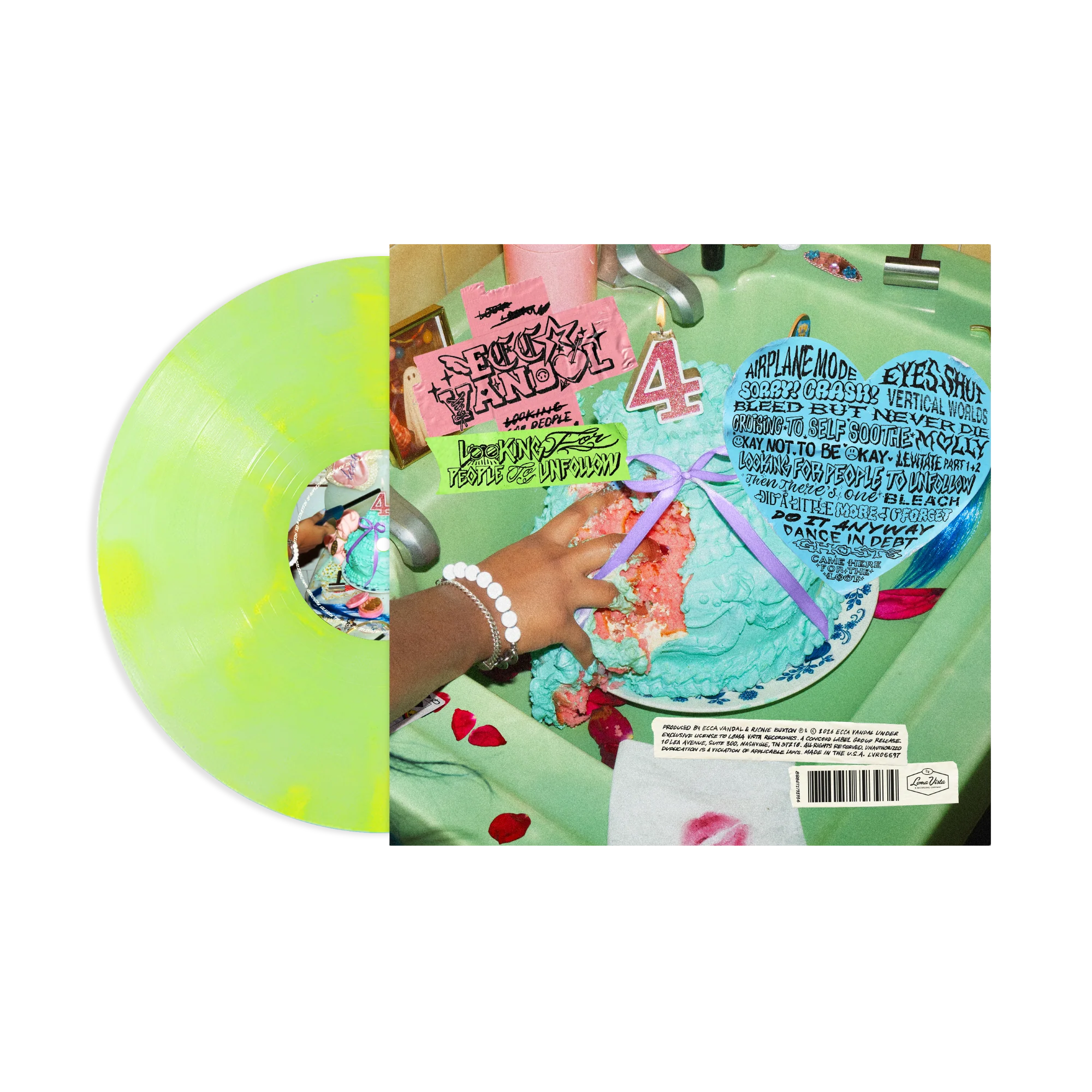 ECCA VANDAL ‘LOOKING FOR PEOPLE TO UNFOLLOW’ LP (Exclusive – Limited to 500, Gaff Green Vinyl) - Image 2