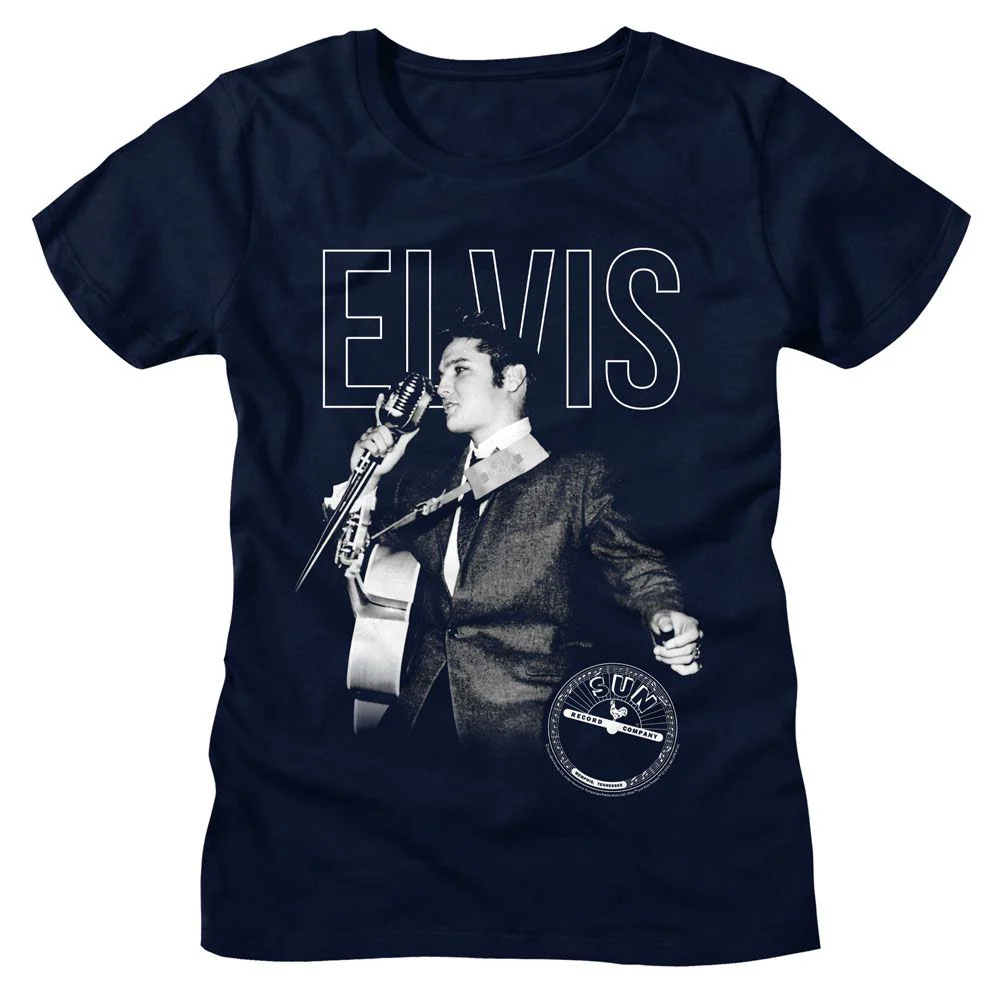 ELVIS SUN RECORDS - ELVIS ON THE MIC LADIES SHIRT