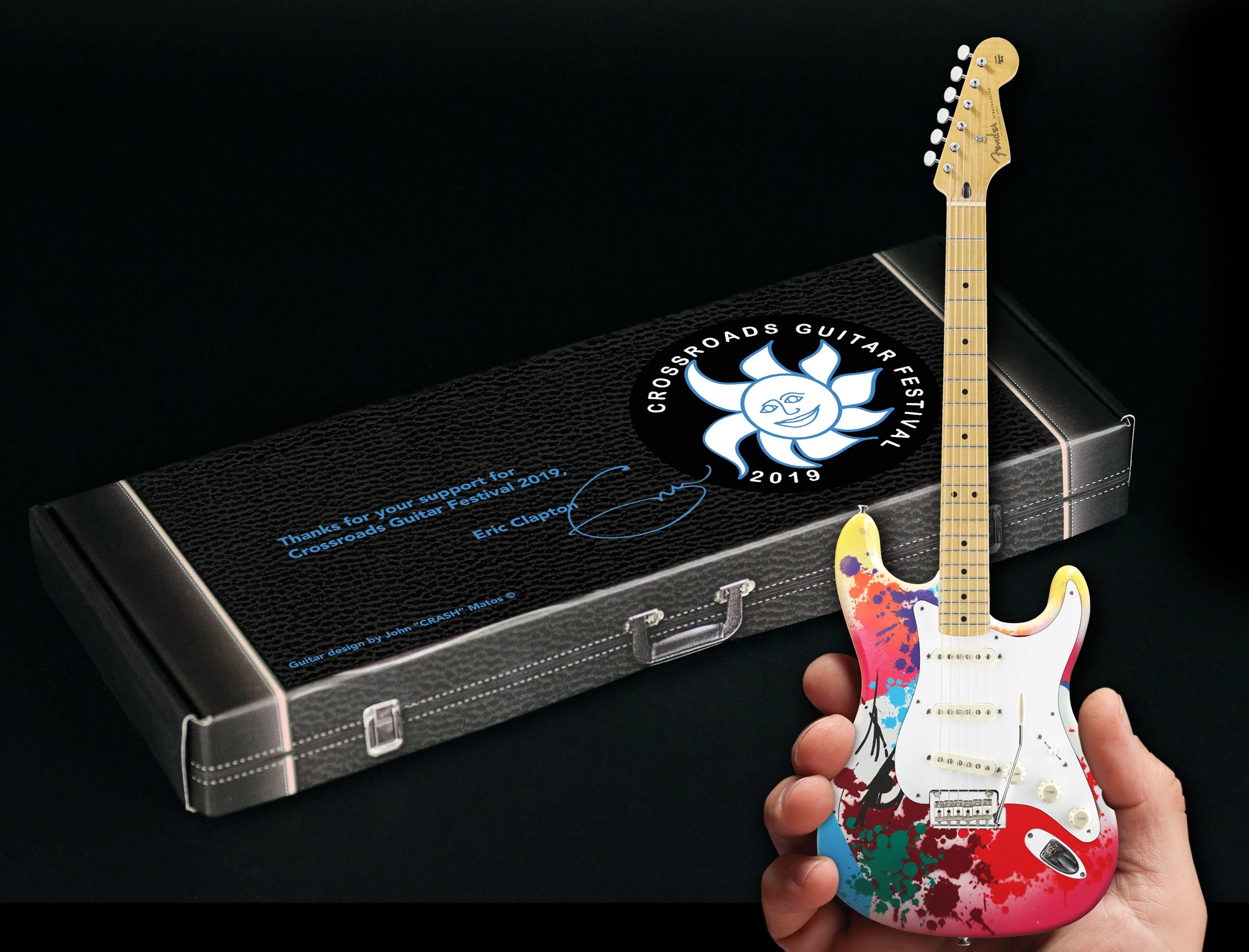ERIC CLAPTON LIMITED-EDITION 2019 CROSSROADS GUITAR FESTIVAL CRASHOCASTER FENDER' STRAT' MINI GUITAR - Image 3