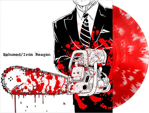 EXHUMED/IRON REAGAN 'SPLIT' 12" SINGLE - RED/WHITE/SPLATTER