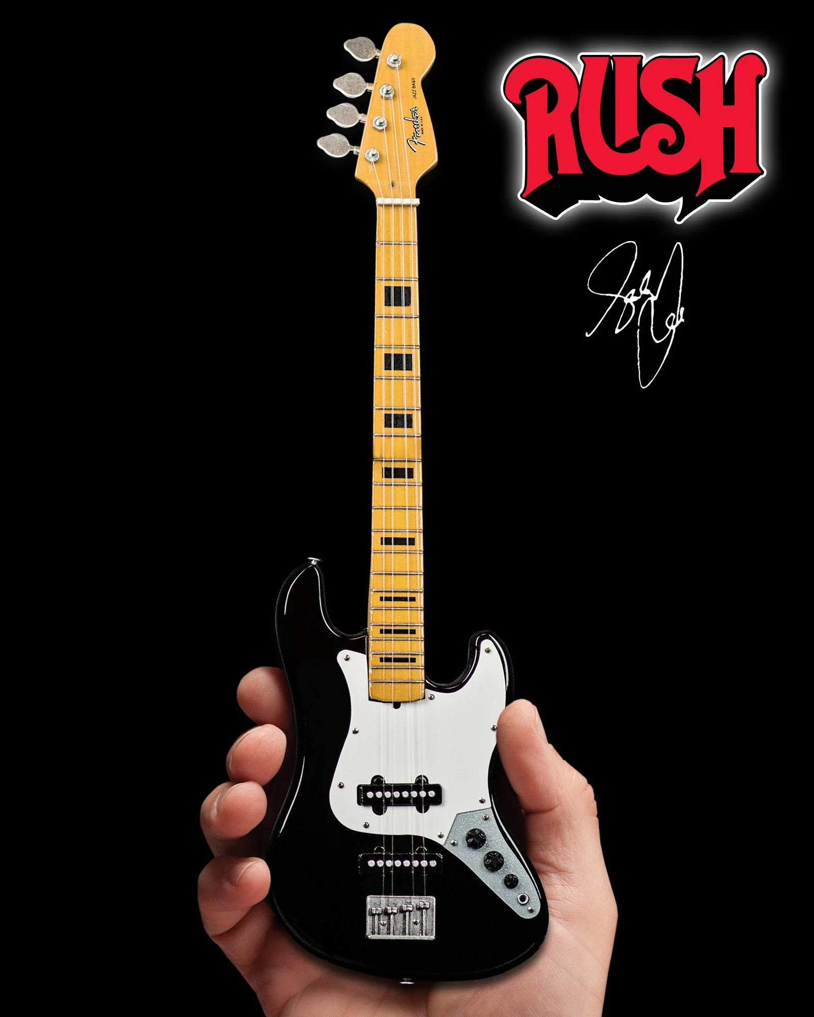 GEDDY LEE FENDER' JAZZ BASS' WITH BLACK INLAYS MINIATURE BASS GUITAR REPLICA - OFFICIALLY LICENSED - Image 2