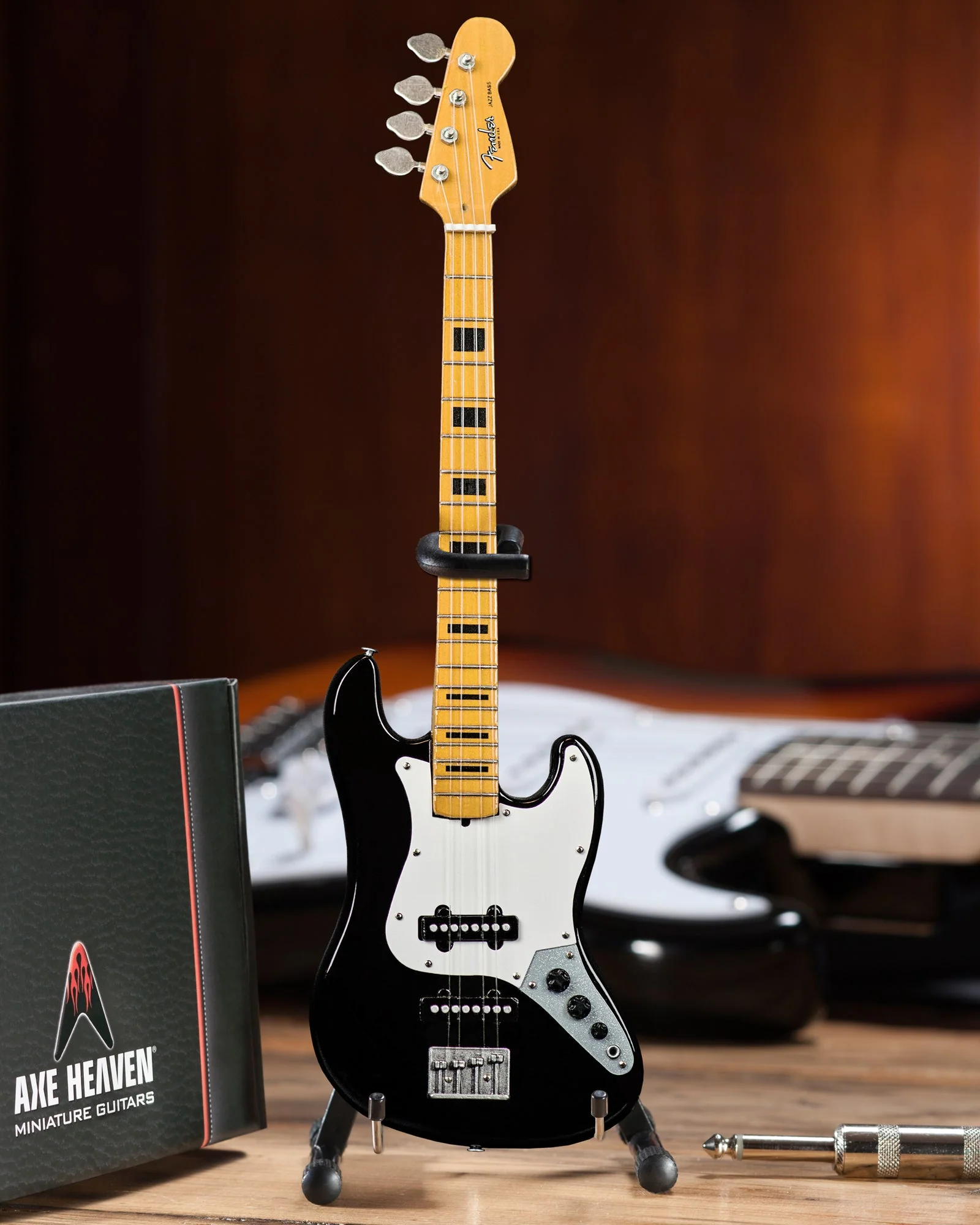 GEDDY LEE FENDER' JAZZ BASS' WITH BLACK INLAYS MINIATURE BASS GUITAR REPLICA - OFFICIALLY LICENSED - Image 3