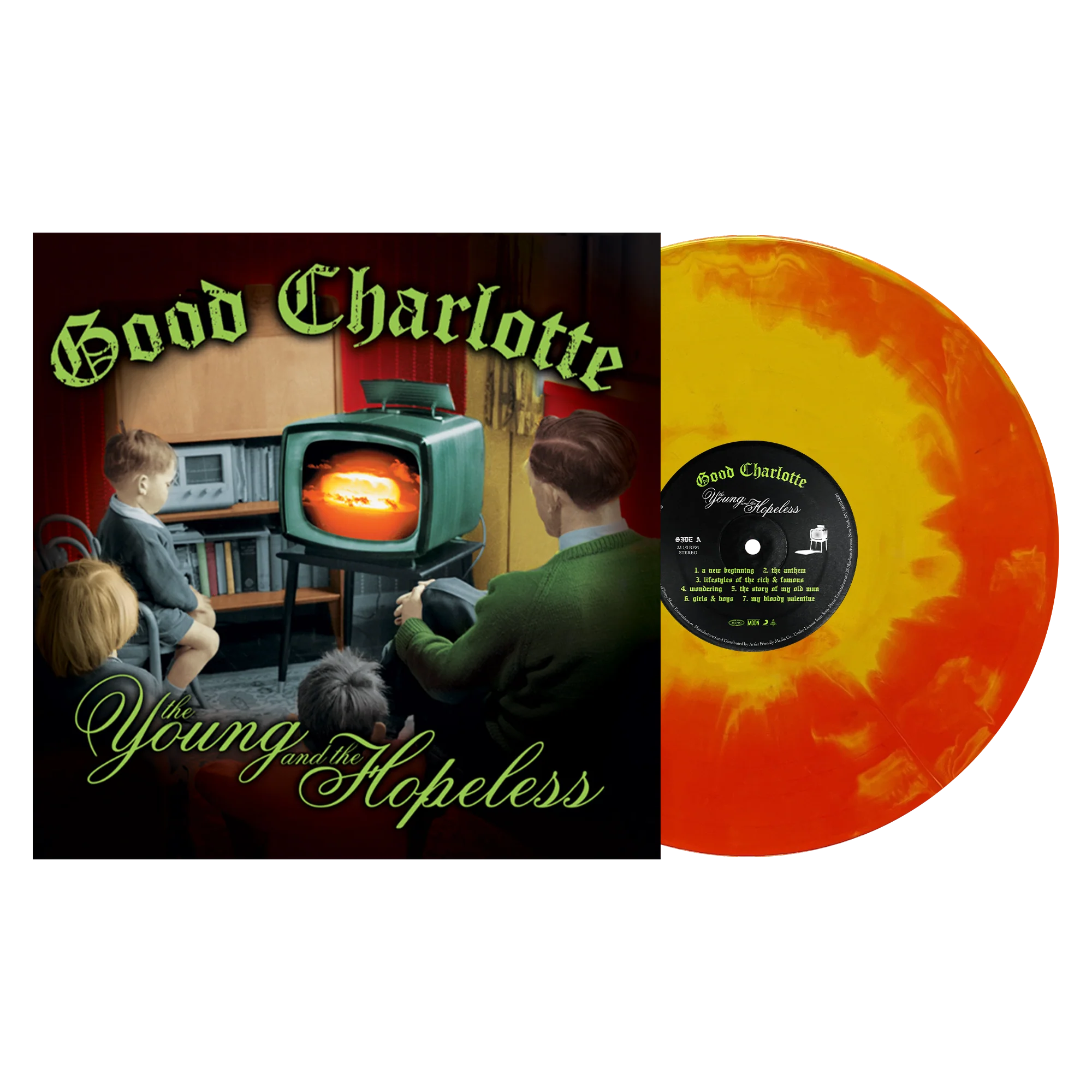 GOOD CHARLOTTE'THE YOUNG AND THE HOPELESS' LP - EXCLUSIVE - LTD. 500 - ORANGE/YELLOW/HANDPOUR