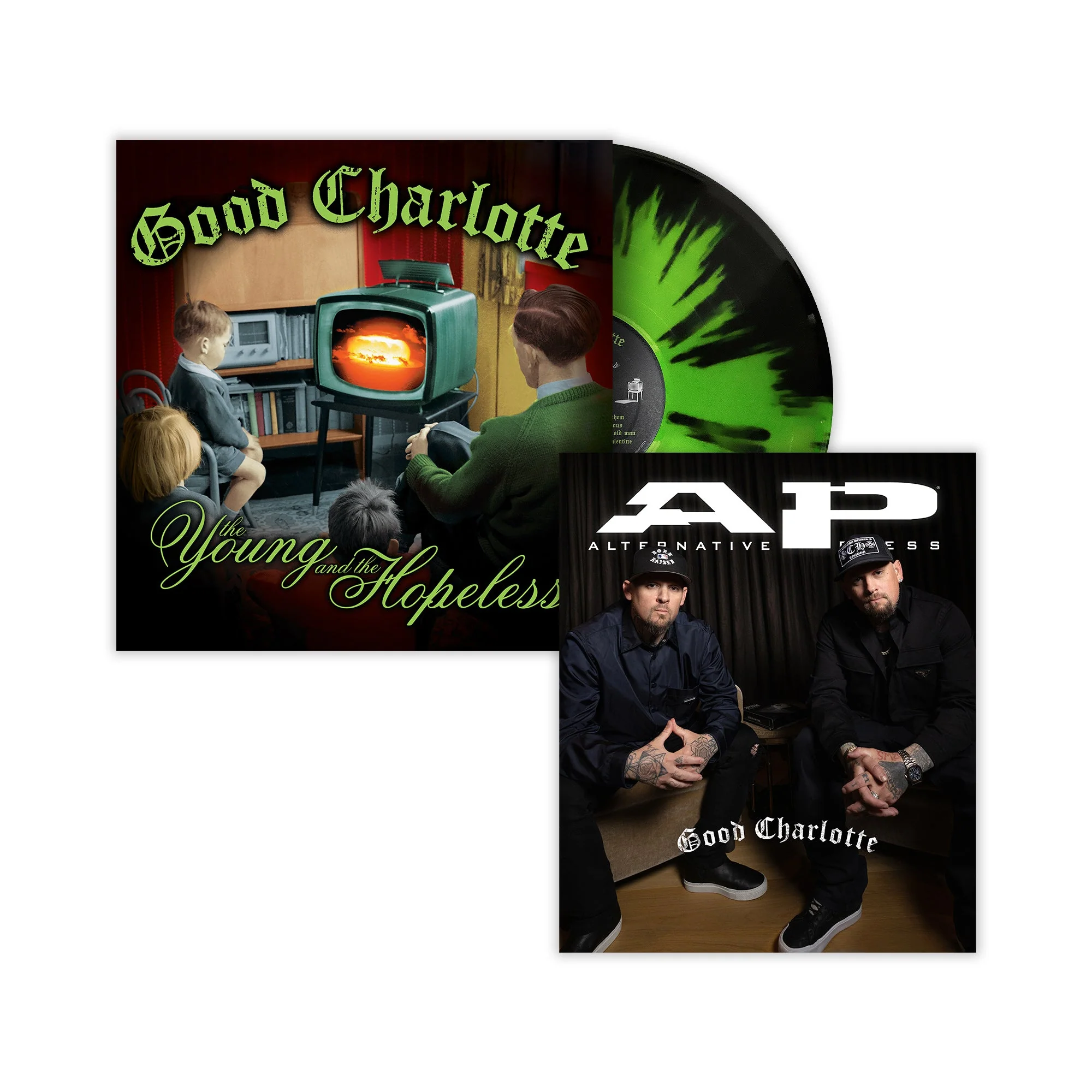 GOOD CHARLOTTE x ALTERNATIVE PRESS â€“ 2023 FALL ISSUE W/ 'THE YOUNG AND THE HOPELESS' LP (Limited Edition â€“ Only 500 made, Black w/ Lime Green Splatter Vinyl)