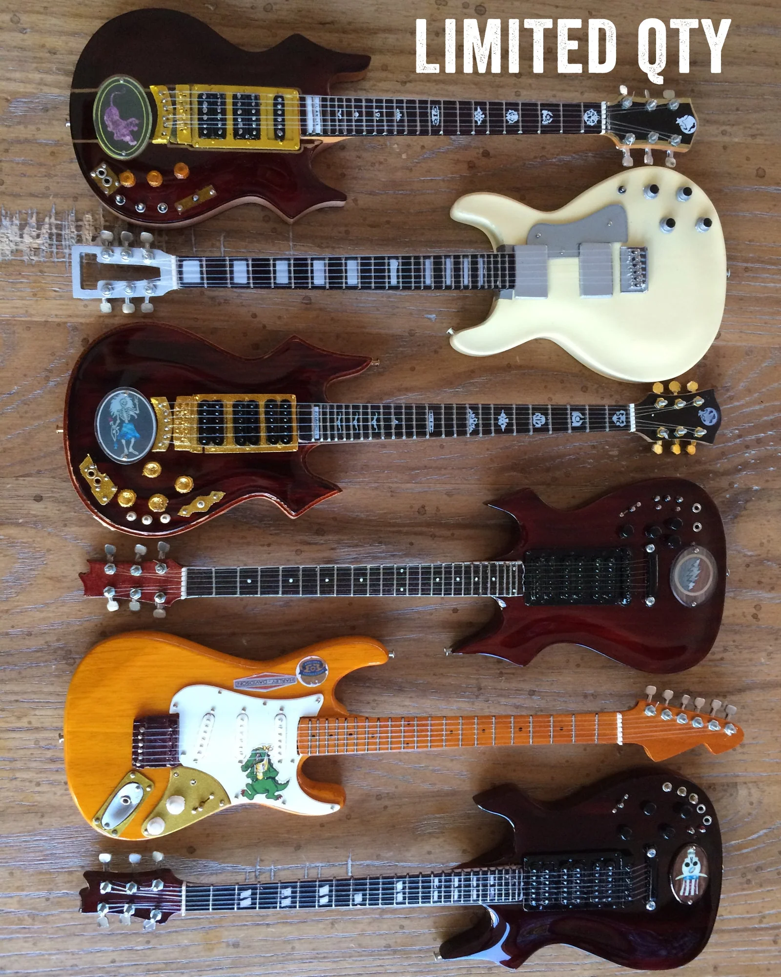 JERRY GARCIA' TRIBUTE - SET OF 6 SIGNATURE MINI GUITAR REPLICA COLLECTIBLES