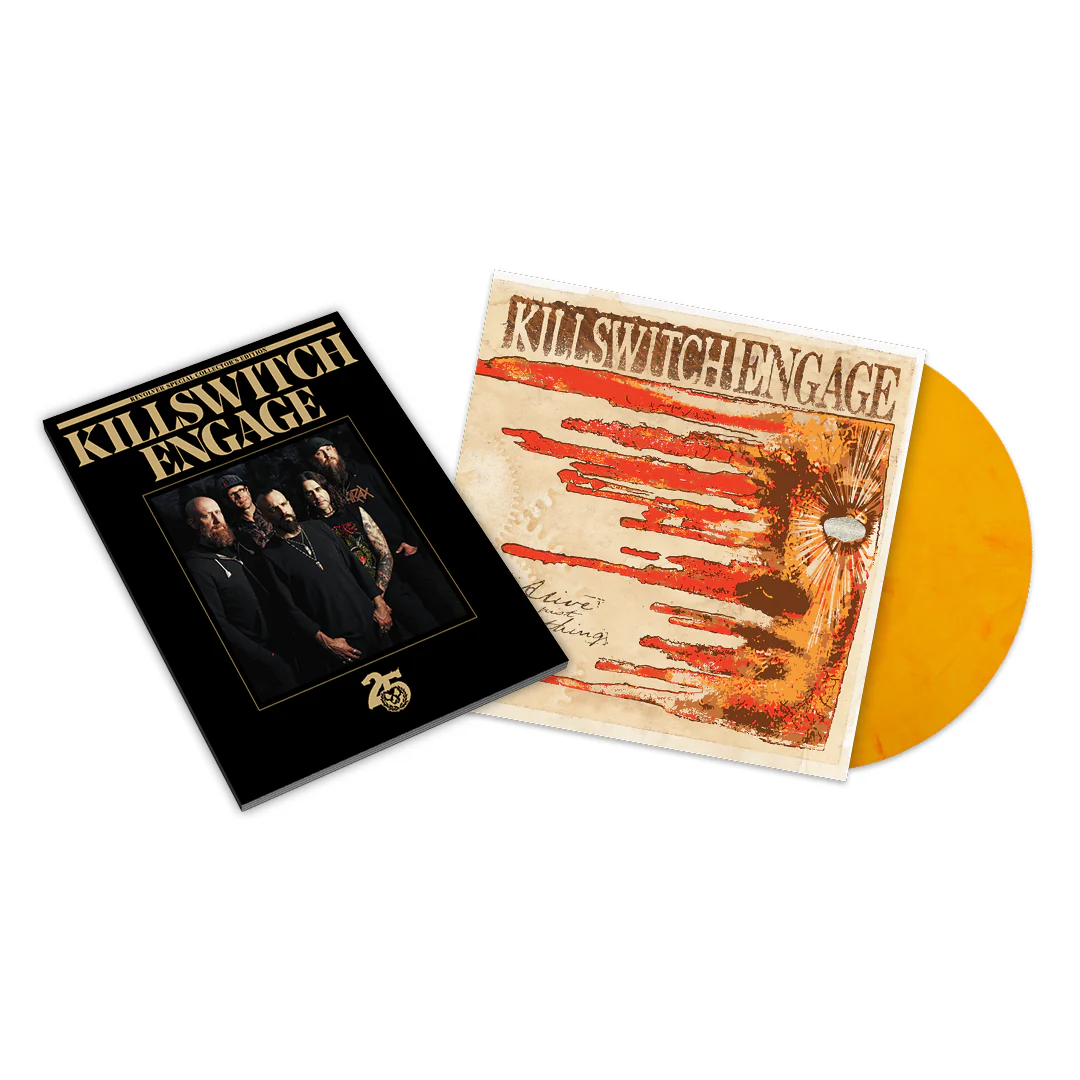 KILLSWITCH ENGAGE'ALIVE OR JUST BREATHING' LP - EXCLUSIVE - LTD. 500 - YELLOW FLAME + "BAND COVER" SPECIAL COLLECTOR'S EDITION DELUXE MAGAZINE