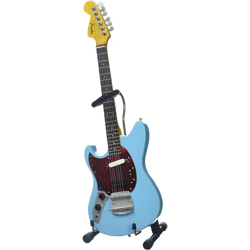 NIRVANA - KURT COBAIN - FENDER MUSTANG SONIC BLUE MINI GUITAR - Image 2