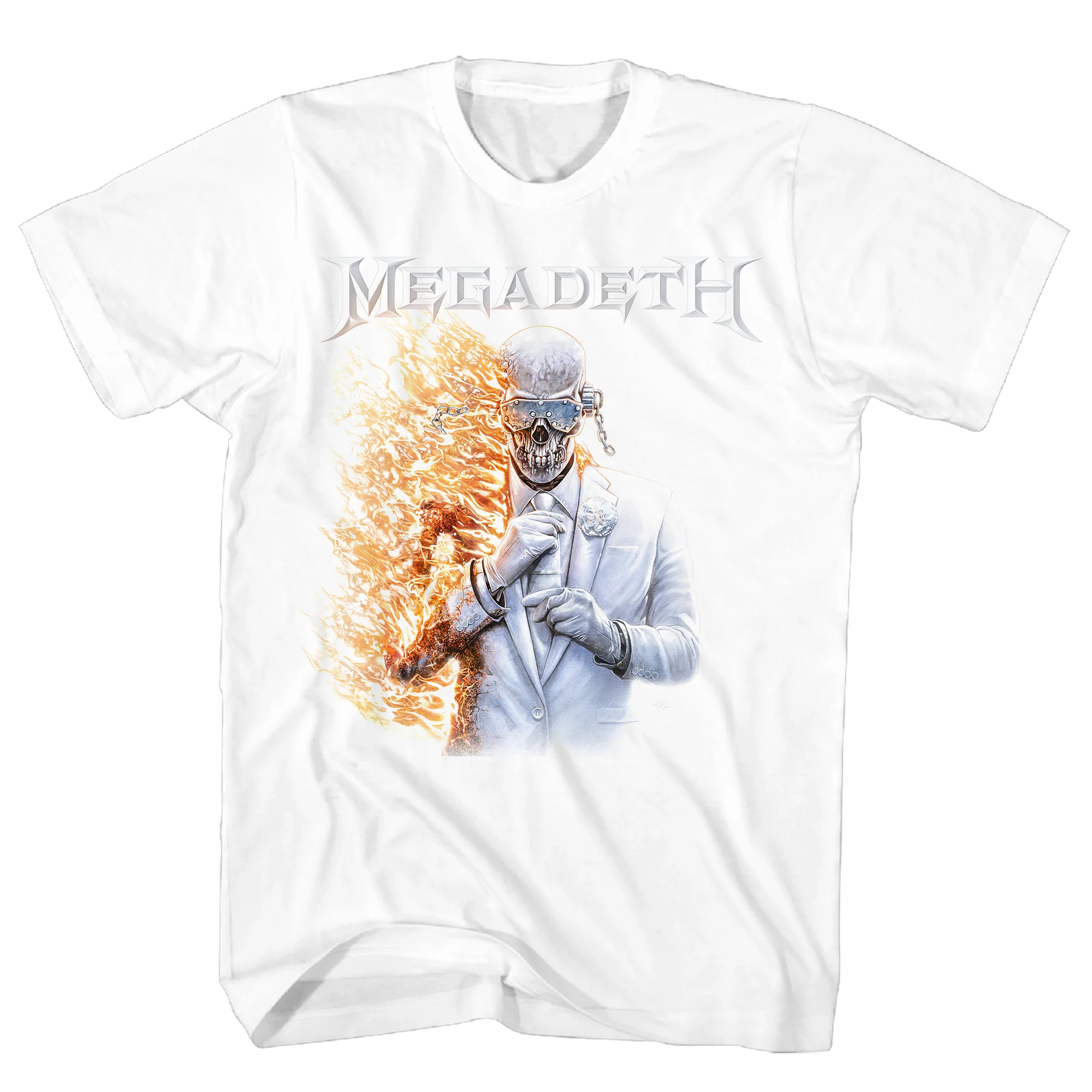MEGADEATH FLAME VIC WHITE T-SHIRT
