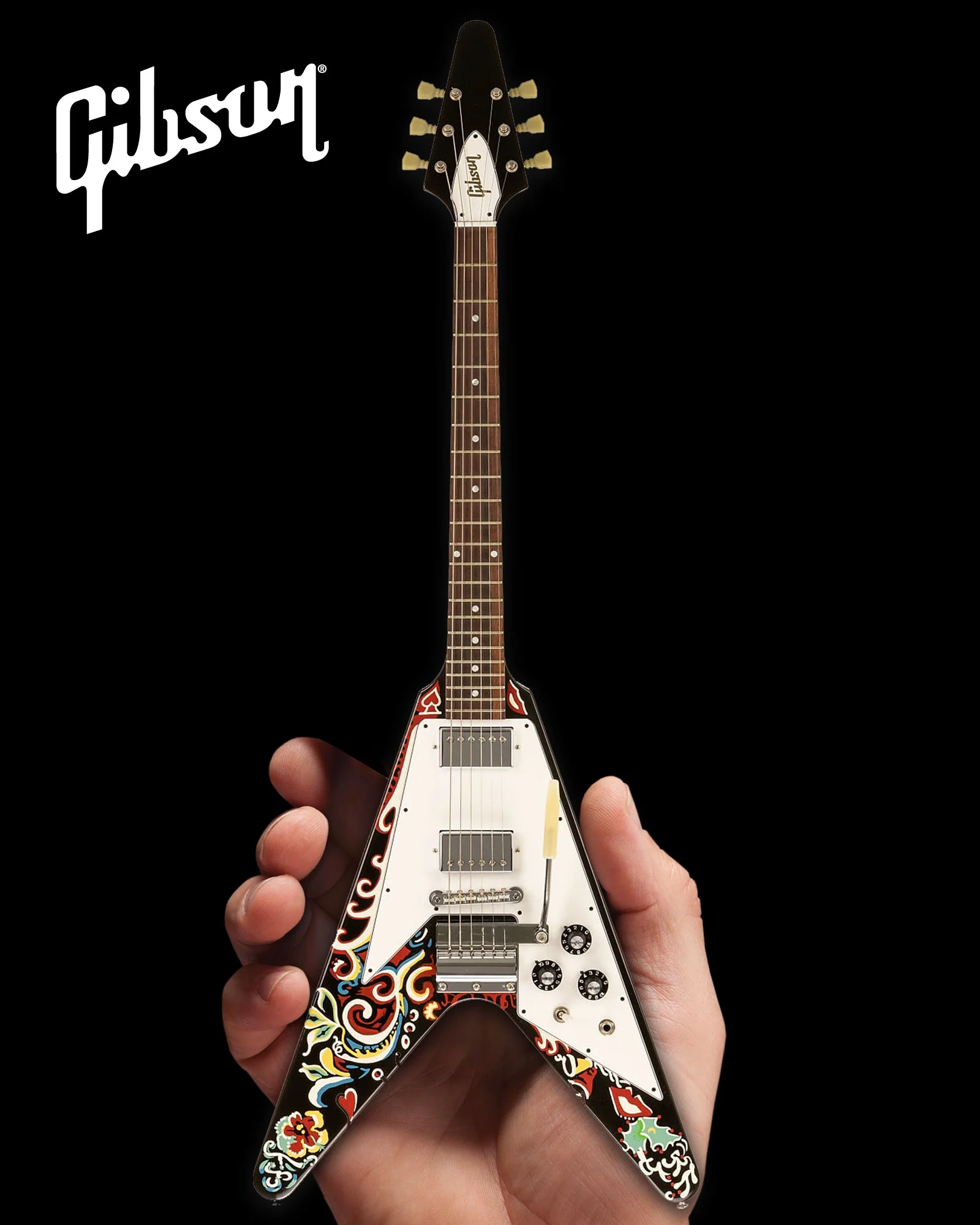 *NEW JIMI HENDRIX' GIBSON PSYCHEDELIC FLYING V 1:4 SCALE MINI GUITAR MODEL - Image 2
