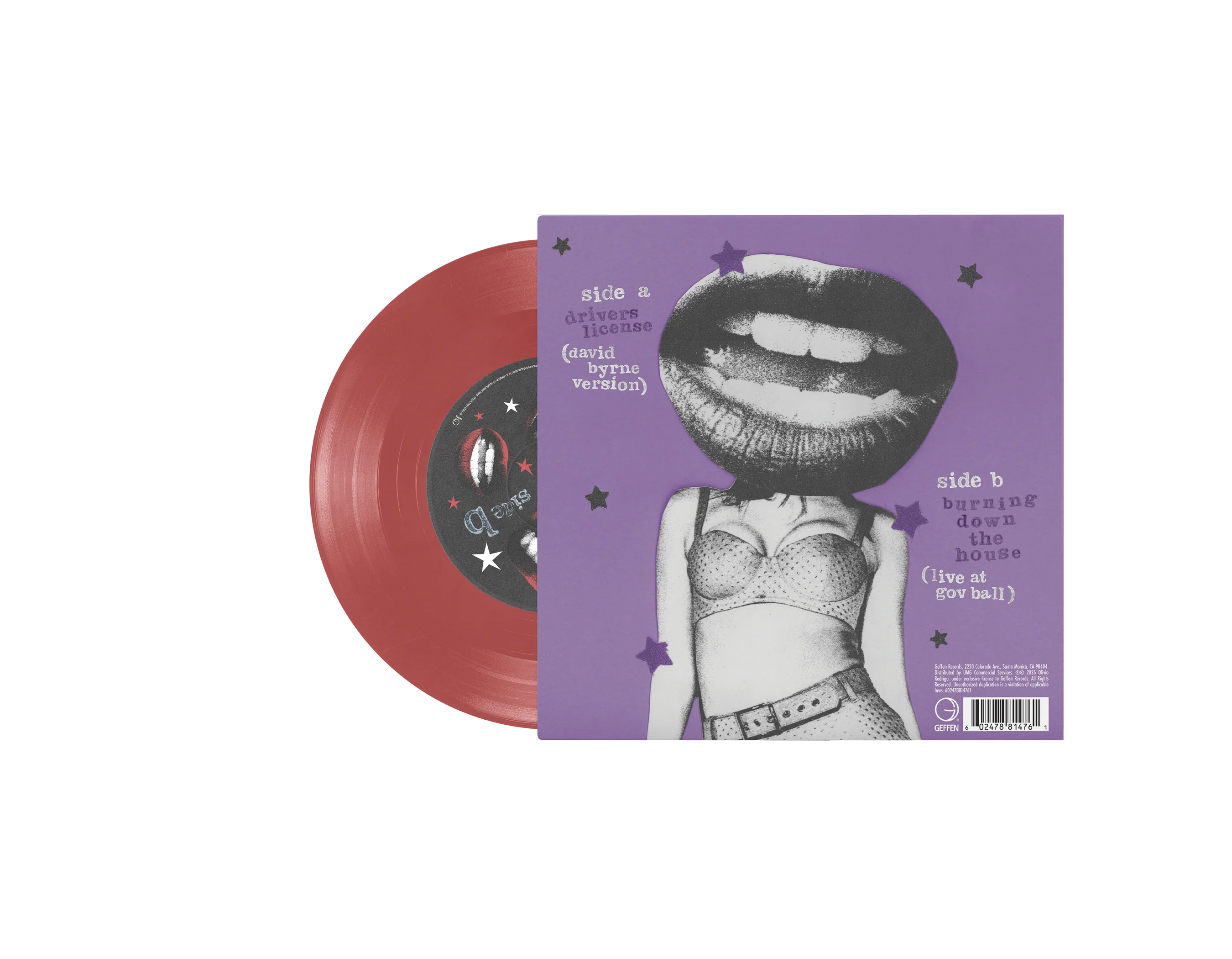 OLIVIA RODRIGO 'DRIVERS LICENSE / BURNING DOWN THE HOUSE ' 7" SINGLE - TRANSLUCENT RED - Image 2