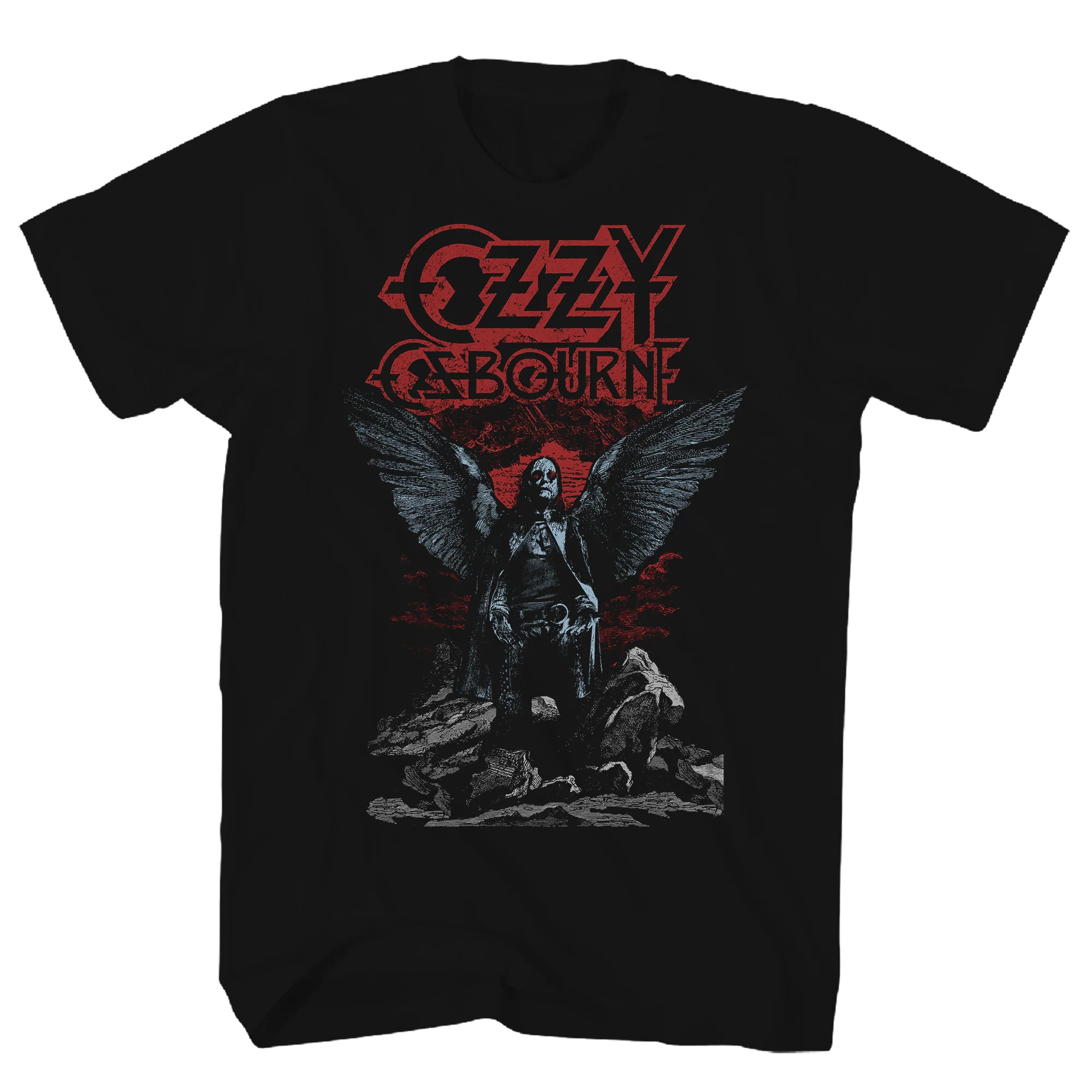 OZZY OSBORNE RAIN ANGEL WINGS BLACK T-SHIRT