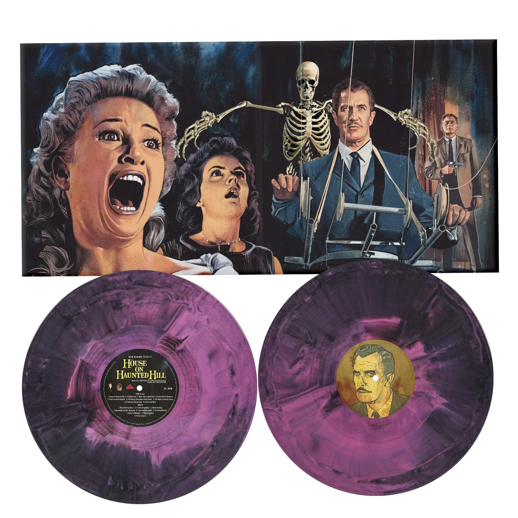 ROB ZOMBIE PRESENTS HOUSE ON HAUNTED HILL SOUNDTRACK 2LP - PINK/BLACK/HAND POURED - Image 2