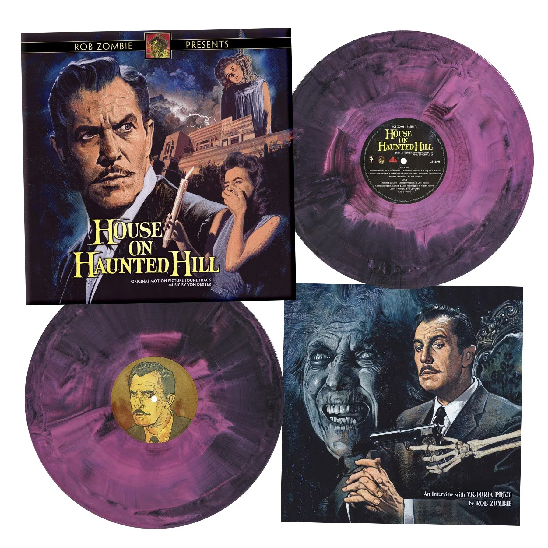 ROB ZOMBIE PRESENTS HOUSE ON HAUNTED HILL SOUNDTRACK 2LP - PINK/BLACK/HAND POURED - Image 3