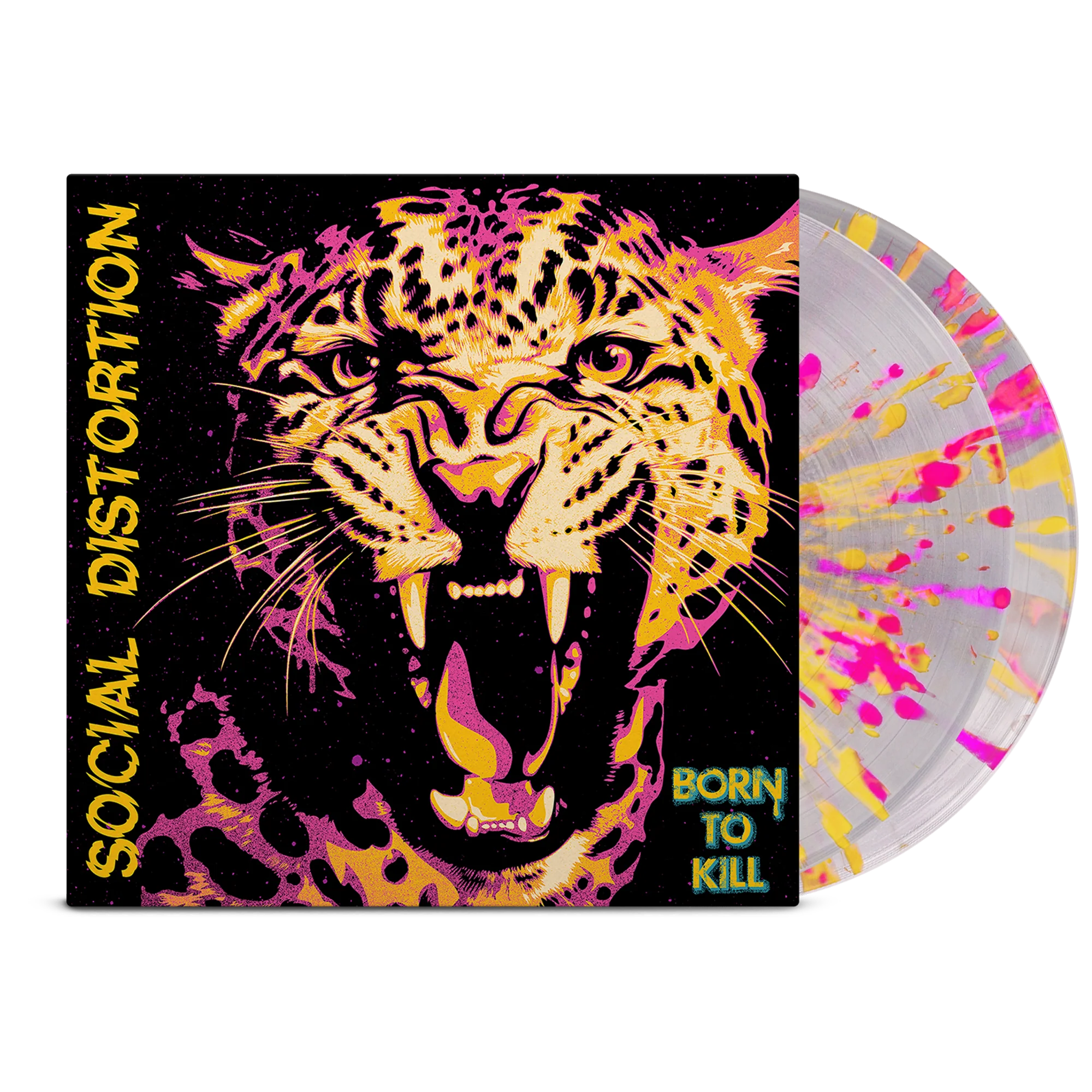 SOCIAL DISTORTION 'BORN TO KILL' 2LP - EXCLUSIVE - LTD. 500 - CLEAR/PINK/YELLOW/SPLATTER