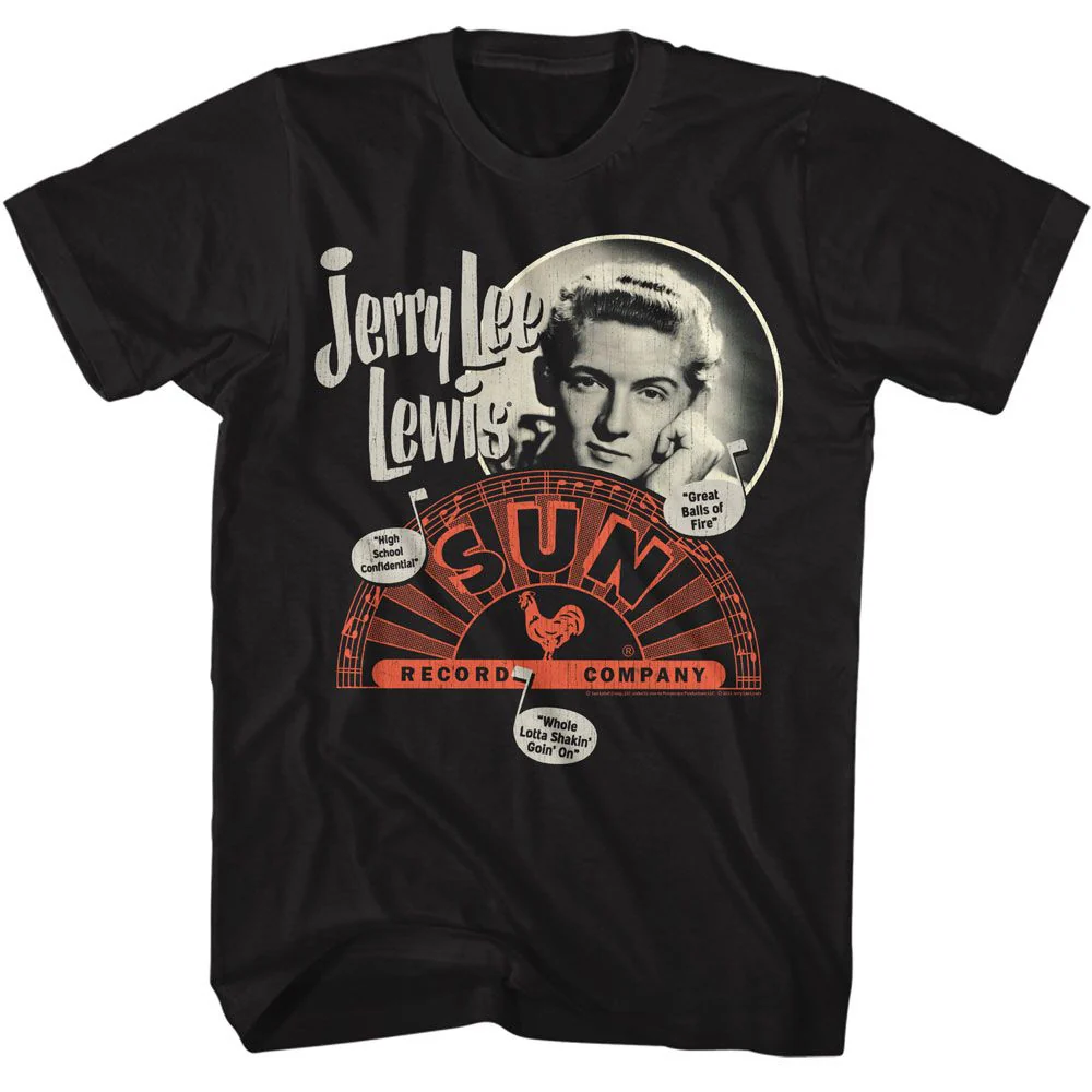 SUN RECORDS - JERRY LEE LEWIS MUSIC NOTE SONG TITLES SHIRT