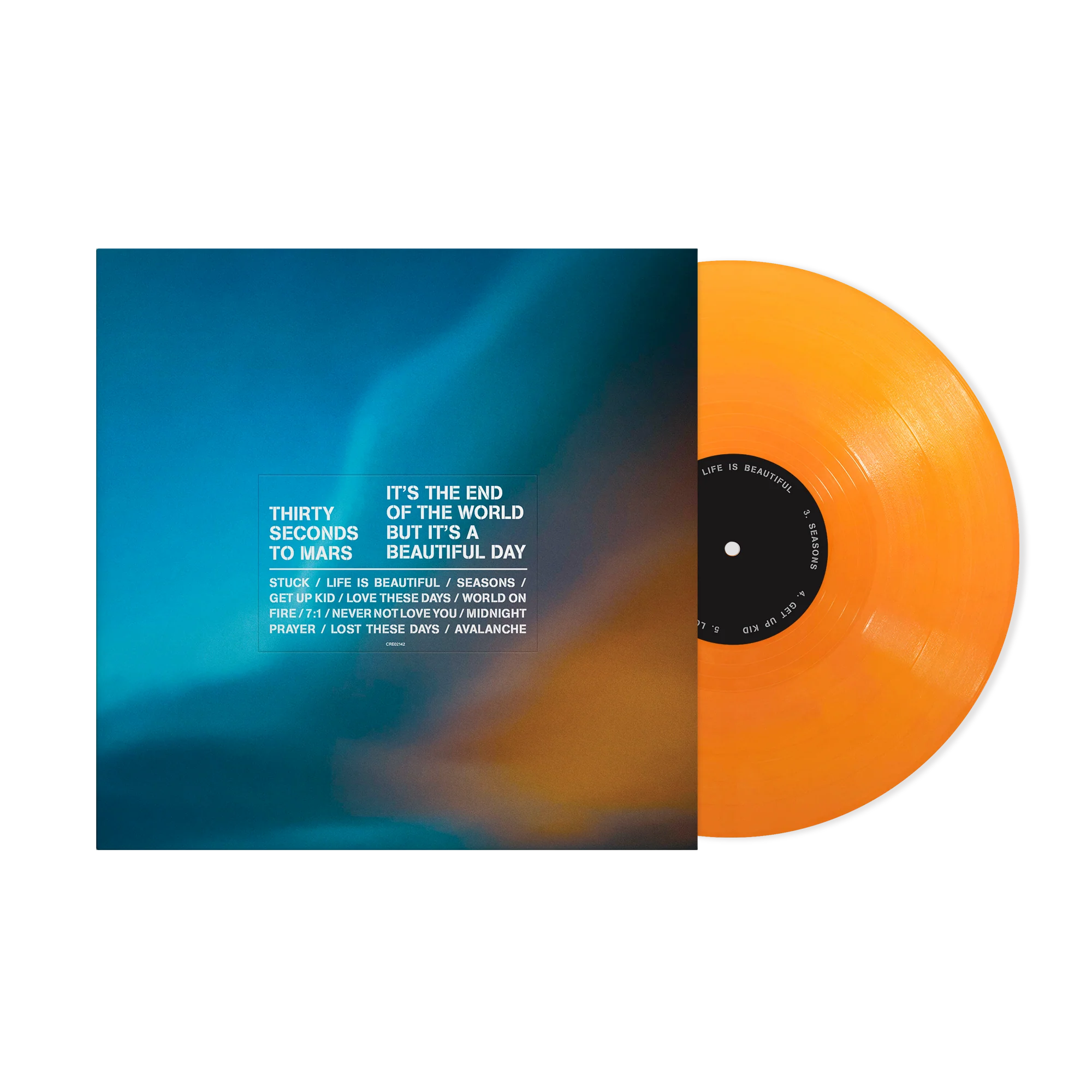 THIRTY SECONDS TO MARS'IT'S THE END OF THE WORLD BUT IT'S A BEAUTIFUL DAY' LP - EXCLUSIVE - LTD. 500 (ALTERNATE COVER #8 - TANGERINE