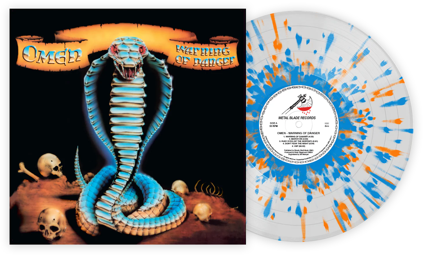 OMEN 'WARNING OF DANGER' LP - CLEAR/BLUE/ORANGE/SPLATTER