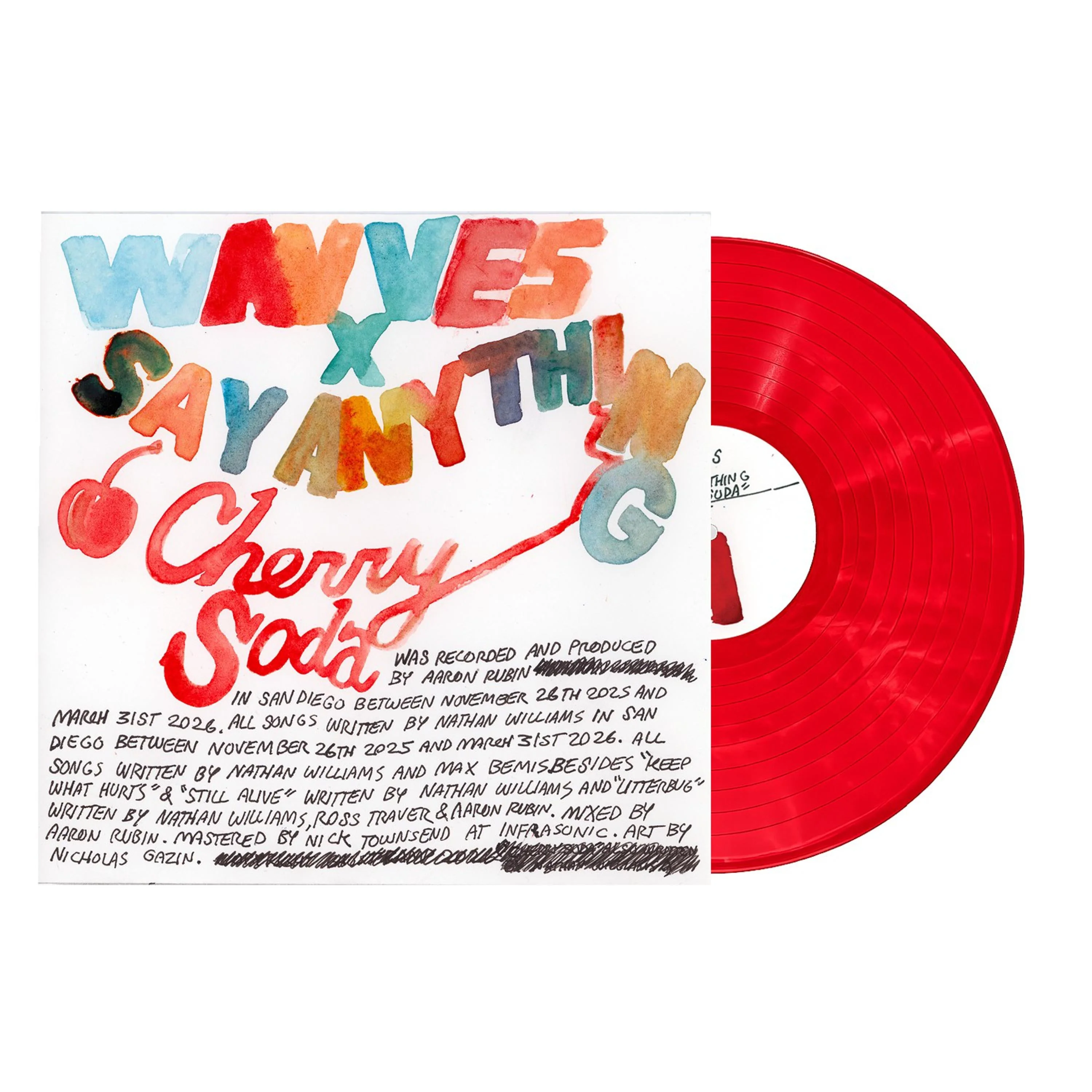 WAVVES X SAY ANYTHING 'CHERRY SODA' LP (Exclusive – Limited to 400, Cherry Soda Red Vinyl) - Image 2