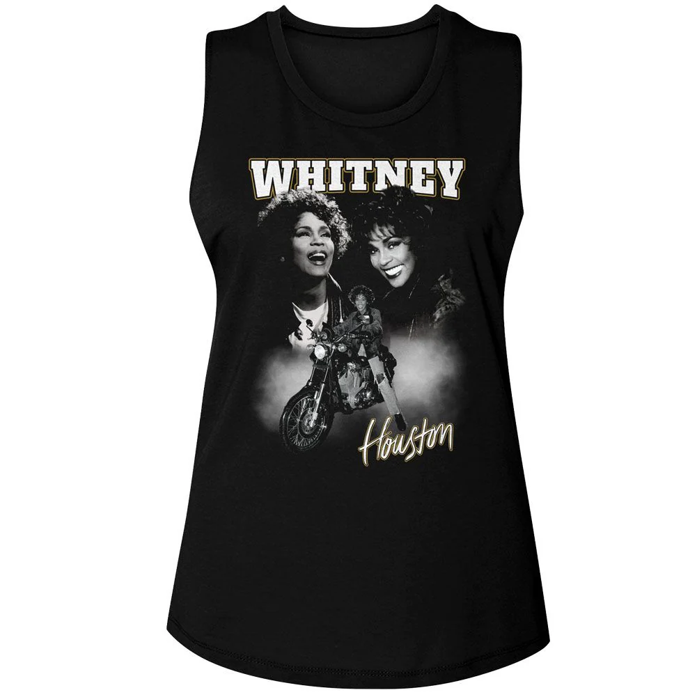 WHITNEY HOUSTON - MOTORCYCLE COLLAGE LADIES SHIRT