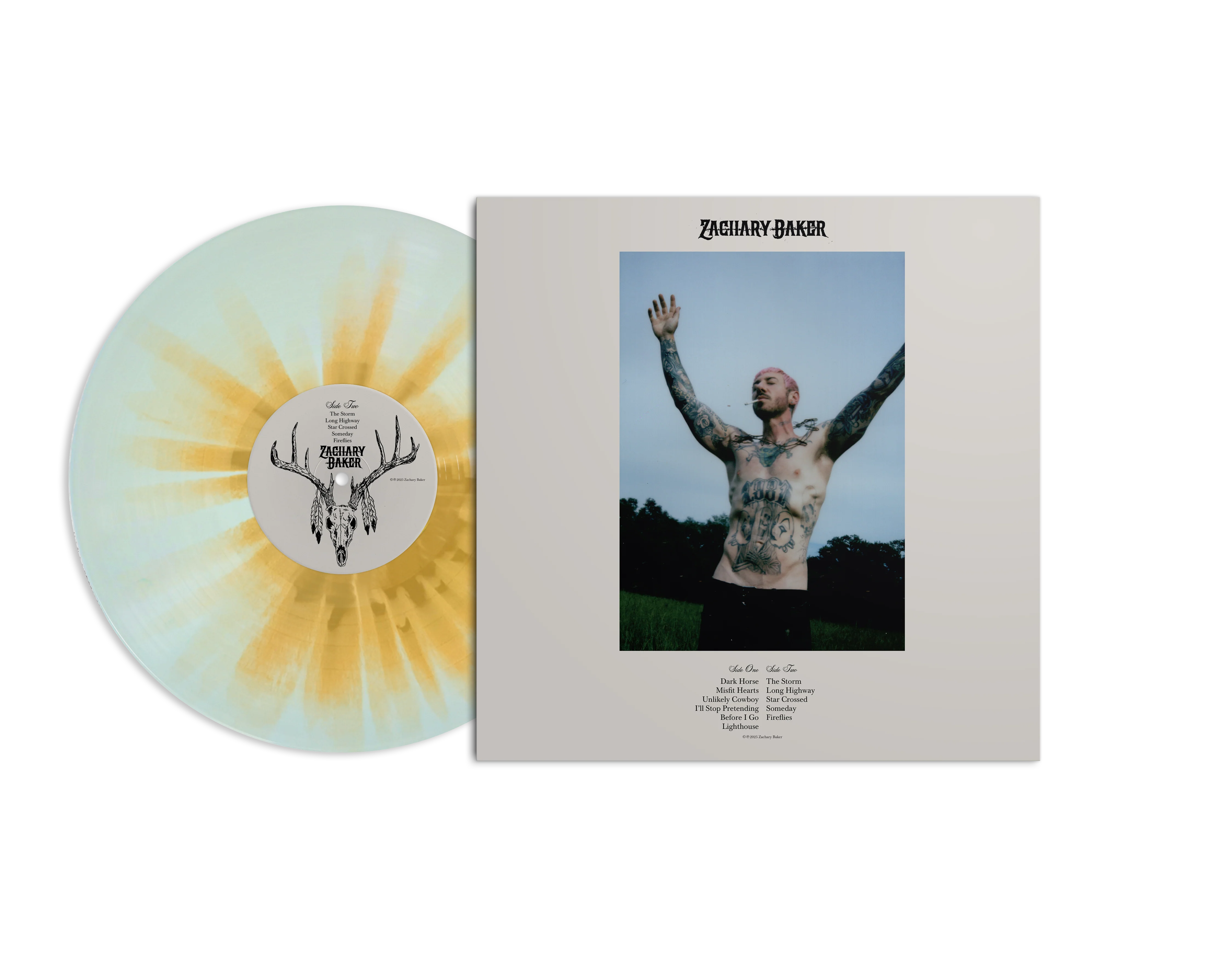 ZACHARY BAKER 'DARK HORSE' LP - EXCLUSIVE - LTD. 200 - SKY BLUE/GOLD SPLATTER - Image 2